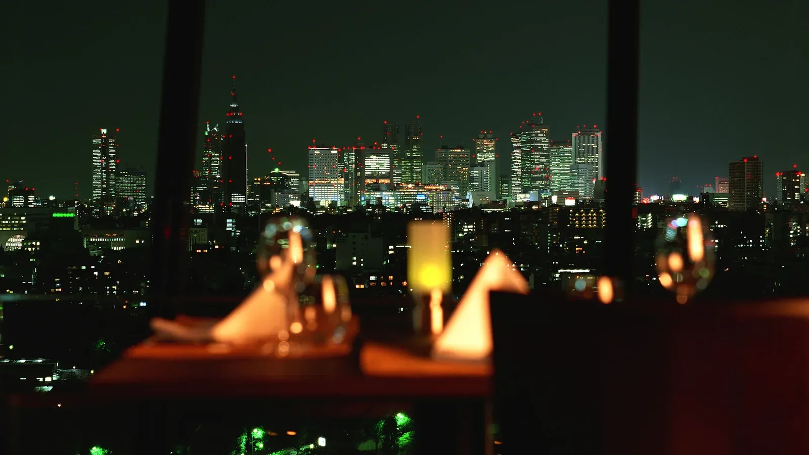 The night view over Tokyo from a window table at VIEW & DINING THE SKY, Hotel New Otani Tokyo