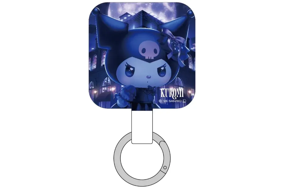 The Multi Ring+ phone ring with a square Kuromi plate and a metal ring