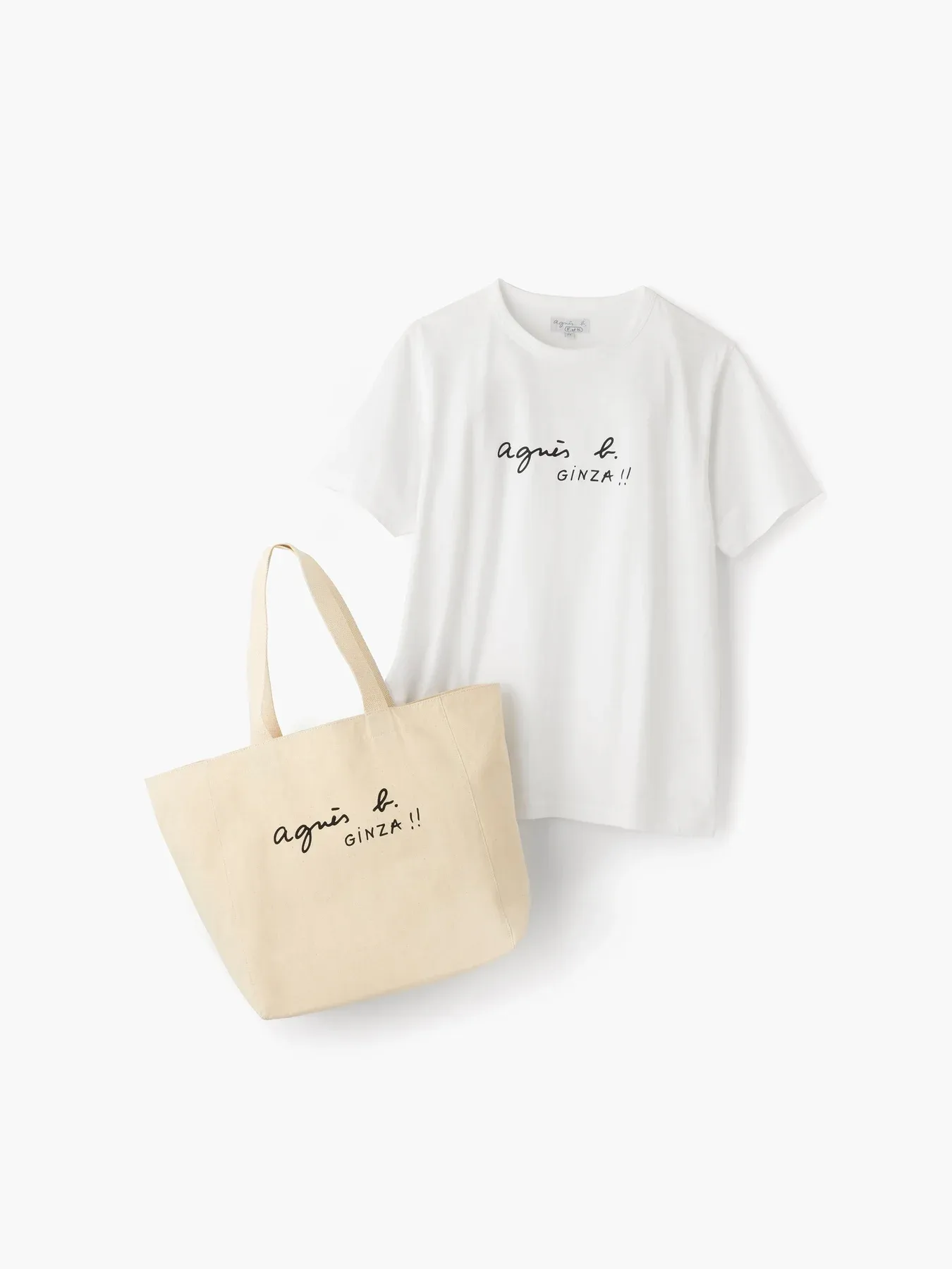 The T-shirt and tote bag made for the opening of agnès b. Matsuya Ginza