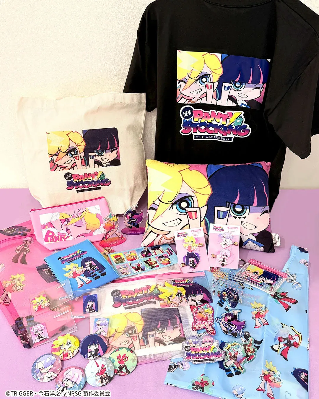 New Panty and Stocking with Garterbelt T-shirt, tote bag, cushion and pouches from Thank You Mart