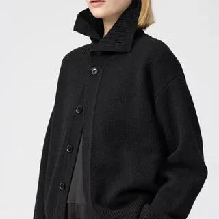 Uniqlo U Lambswool Stand Collar Cardigan. Image: Uniqlo